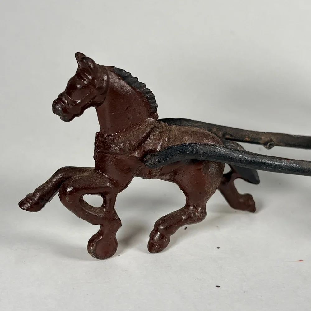 Vintage Cast Iron Horse Drawn Carriage Cab Toy Reproduction 3pc Set